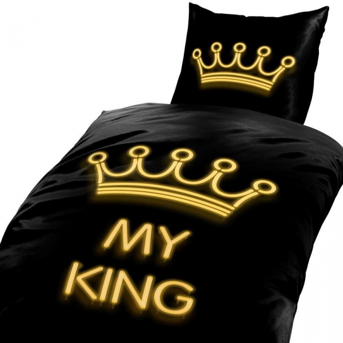 KÖNIG KING schwarz gold Wendebettwäsche Bettwäsche Mikrofaser 135x200 cm