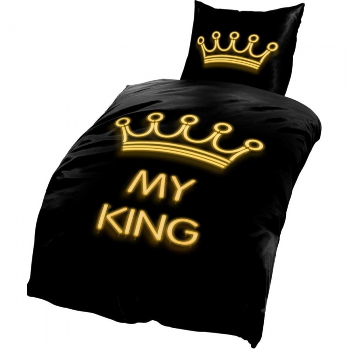 KÖNIG KING schwarz gold Wendebettwäsche Bettwäsche Mikrofaser 135x200 cm