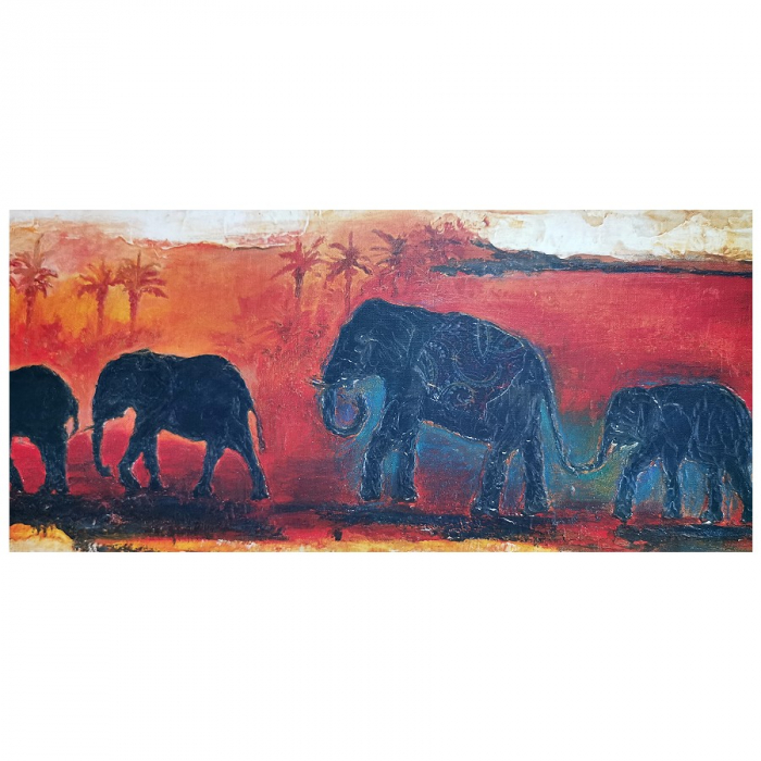 Bild Kunstdruck ELEPHANTS von M. Tarin 100x50 cm bespannt auf Holzrahmen