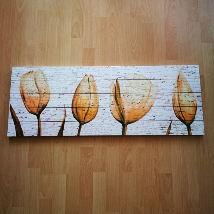 Bild Kunstdruck TULPEN 37x100 cm bespannt auf MDF Holzplatte
