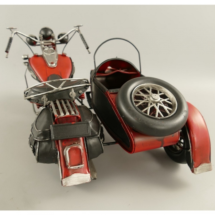 MOTORRAD mit Beiwagen rot 50er 60er Jahre Motorradgespann Blechmodell