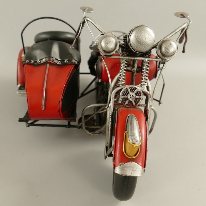 MOTORRAD mit Beiwagen rot 50er 60er Jahre Motorradgespann Blechmodell