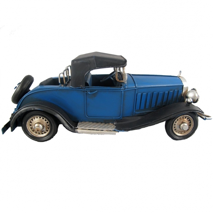 US OLDTIMER blau mit schwarzem Verdeck Nostalgie Blechauto Blech Modellauto