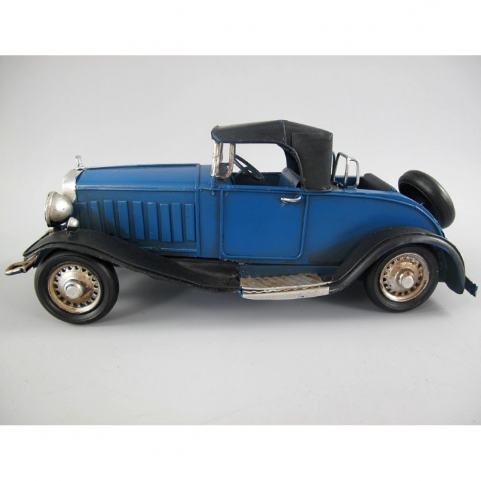 US OLDTIMER blau mit schwarzem Verdeck Nostalgie Blechauto Blech Modellauto