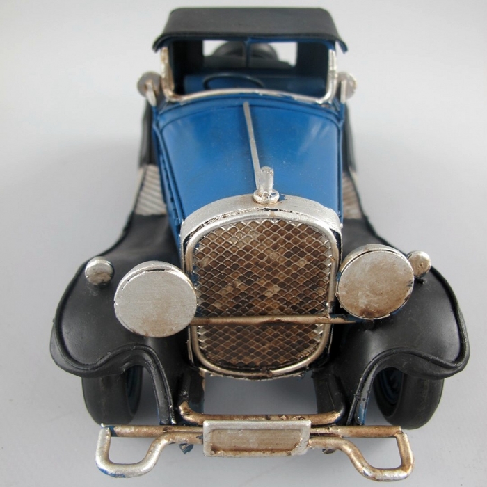 US OLDTIMER blau mit schwarzem Verdeck Nostalgie Blechauto Blech Modellauto