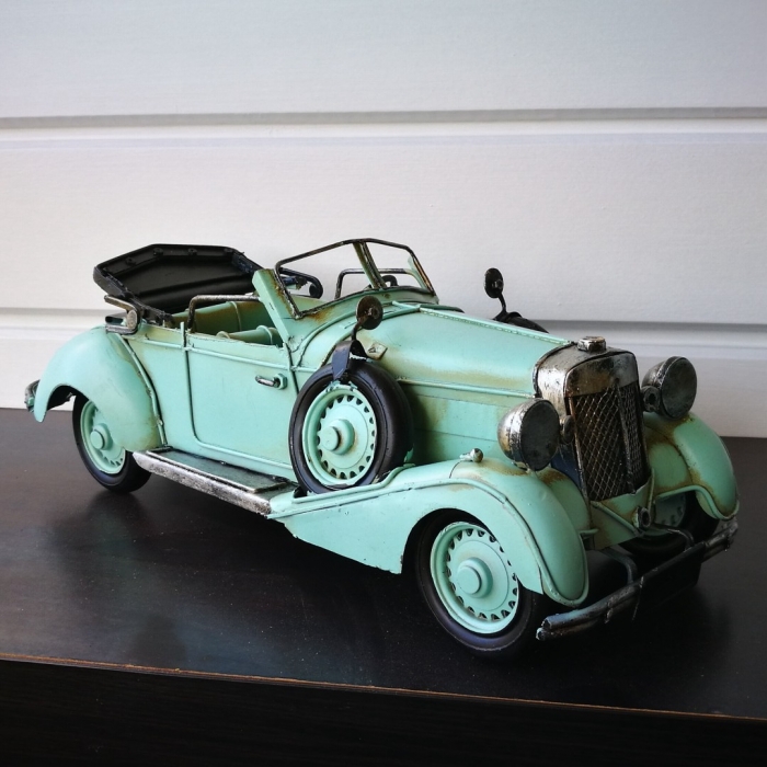 Preview: CABRIO Oldtimer hellblau USA Nostalgie Blechauto Blech Modellauto