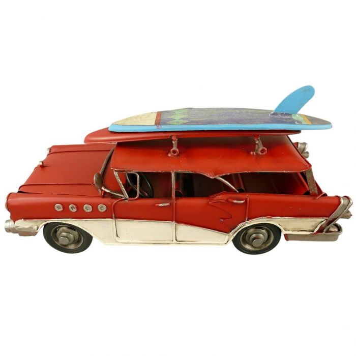 US Straßenkreuzer STATION CAR mit Surfbrett Blechauto Blech Modellauto