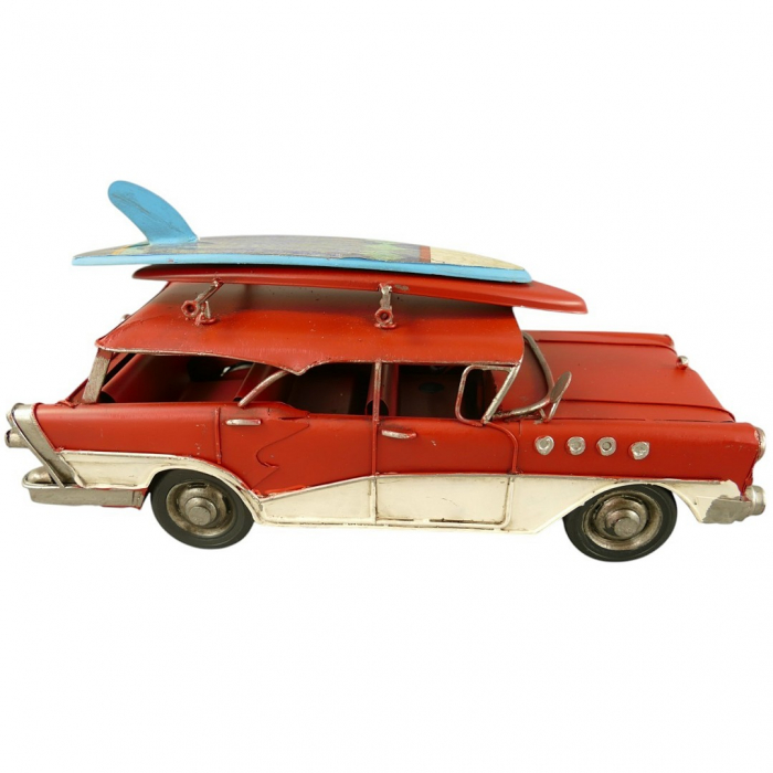 US Straßenkreuzer STATION CAR mit Surfbrett Blechauto Blech Modellauto