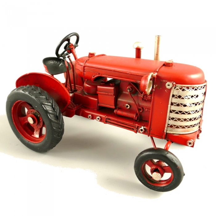 TRAKTOR TREKKER ROT mit Anhänger Blechauto Blech Modellauto