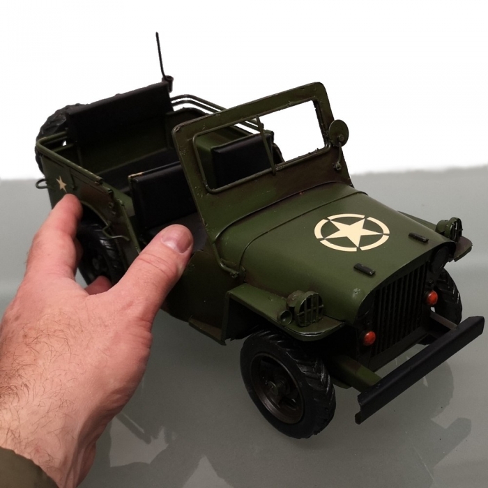 US ARMY JEEP Geländewagen olivgrün Blechauto Blech Modellauto