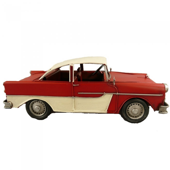 US Straßenkreuzer Auto rot weiß Blechauto Blech Modellauto 33 cm
