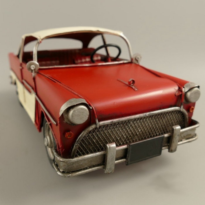 US Straßenkreuzer Auto rot weiß Blechauto Blech Modellauto 33 cm