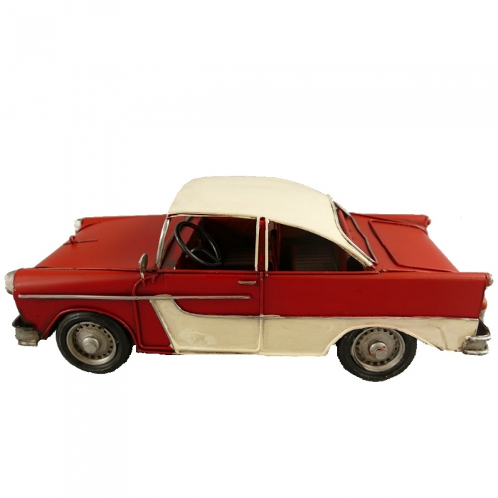 US Straßenkreuzer Auto rot weiß Blechauto Blech Modellauto 33 cm
