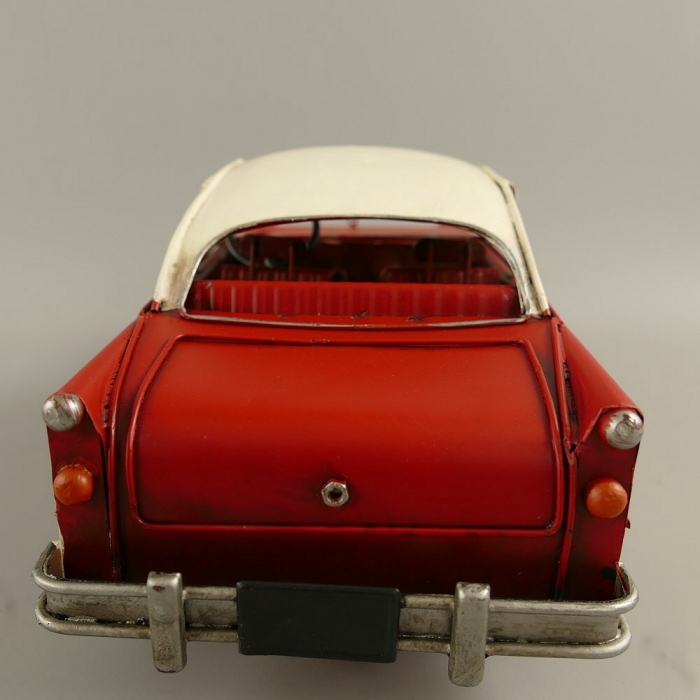 US Straßenkreuzer Auto rot weiß Blechauto Blech Modellauto 33 cm