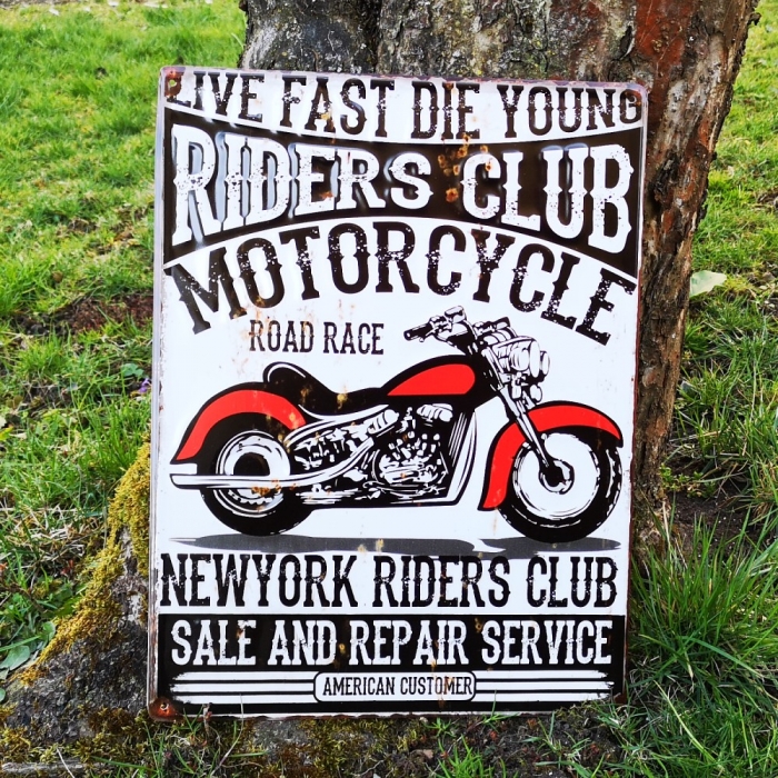 Blechschild MOTORCYCLE NEW YORK USA Nostalgie Metallschild 40x30 cm