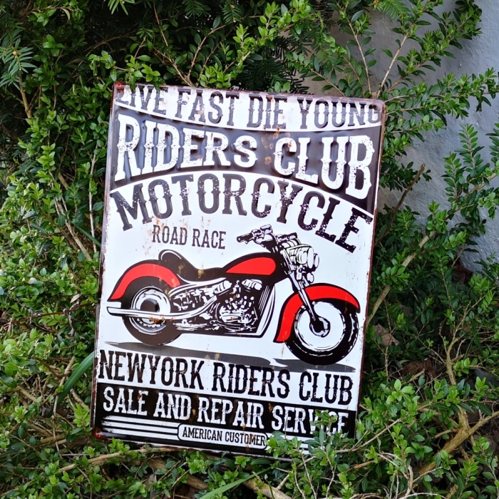 Blechschild MOTORCYCLE NEW YORK USA Nostalgie Metallschild 40x30 cm
