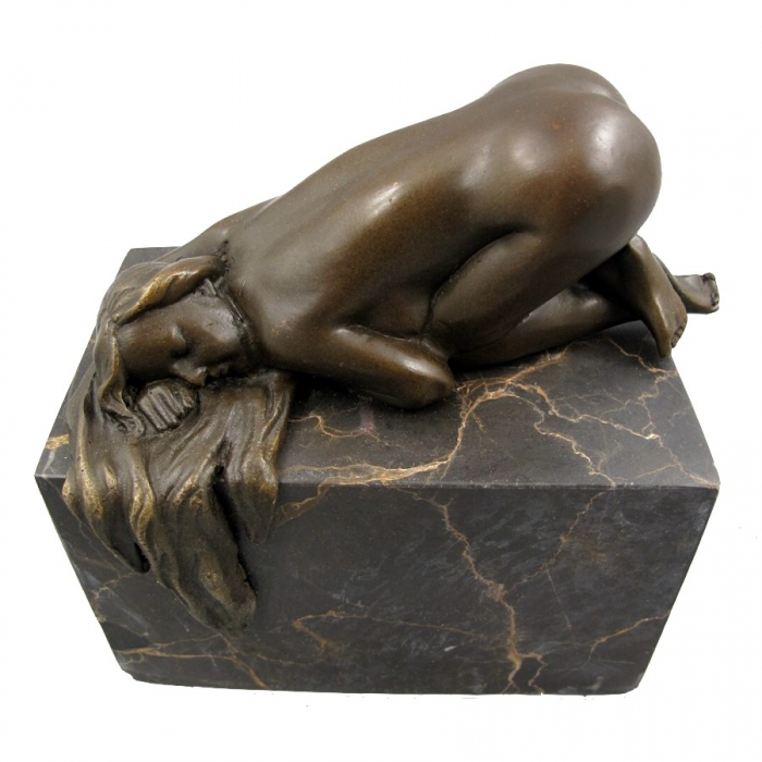 FRAU IN SEXY POSE Bronze Skulptur Erotik Kunst im Antik Style 14 cm
