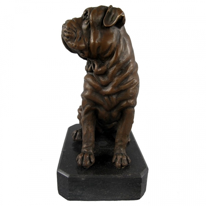 BULLDOGGE Hund Dogge Bronze Skulptur Tier Figur Kunst im Antik Style 19 cm