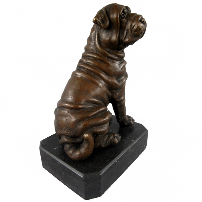 BULLDOGGE Hund Dogge Bronze Skulptur Tier Figur Kunst im Antik Style 19 cm