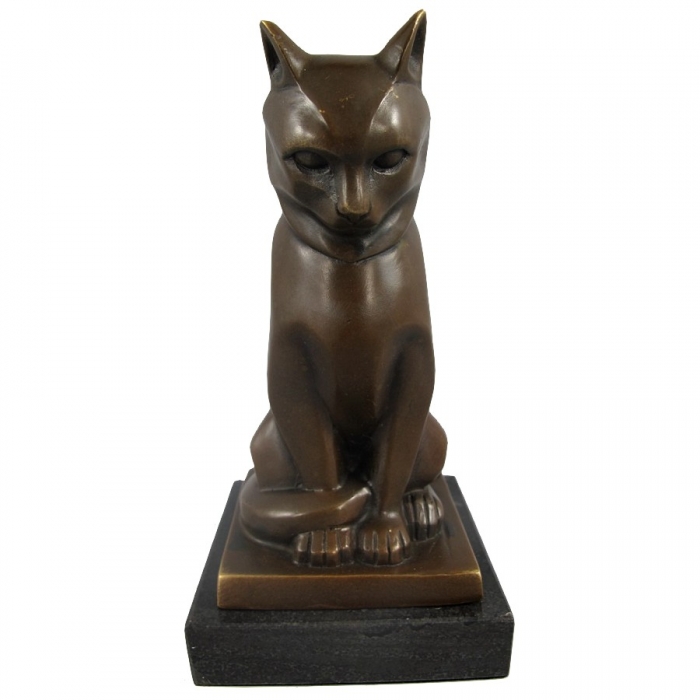 ÄGYPTISCHE KATZE Bronze Skulptur Tier Figur Kunst im Antik Style 18 cm