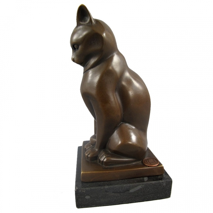 ÄGYPTISCHE KATZE Bronze Skulptur Tier Figur Kunst im Antik Style 18 cm