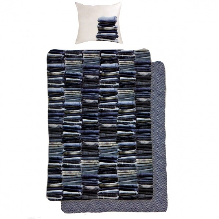 Preview: JEANS STYLE hochwertige Renforce BETTWÄSCHE 135x200 cm