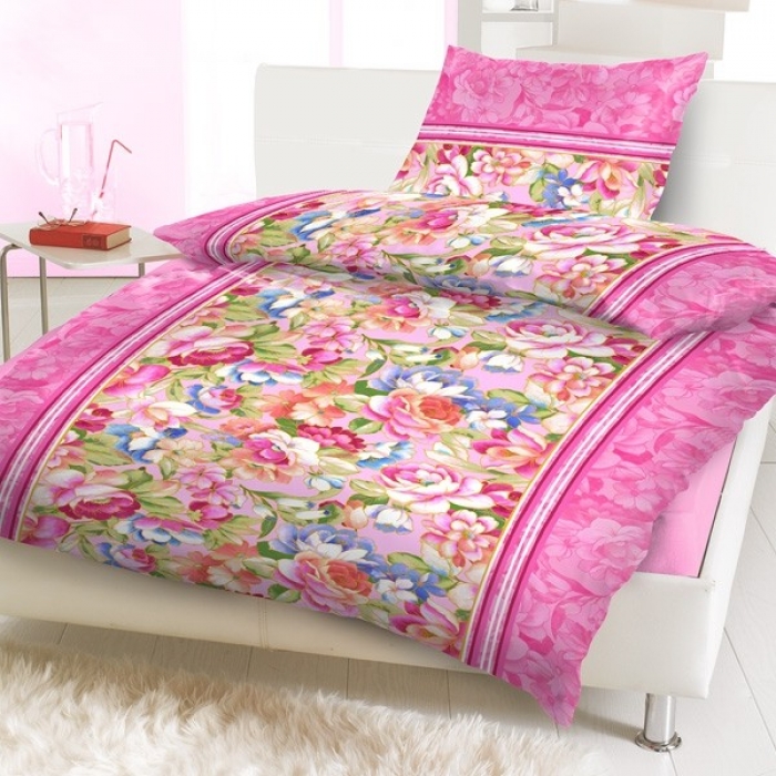 Preview: TRAUMHAFTE BLUMEN Mikrofaser Bettwäsche 135x200 cm