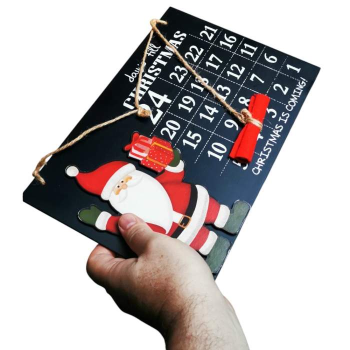 DAYS TILL CHRISTMAS Weihnachts Countdown Tafel Santa Design