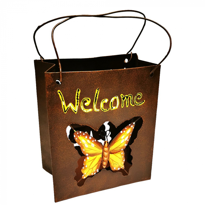 WINDLICHT WELCOME Schmetterling Tüten Form Rostlook Teelichthalter