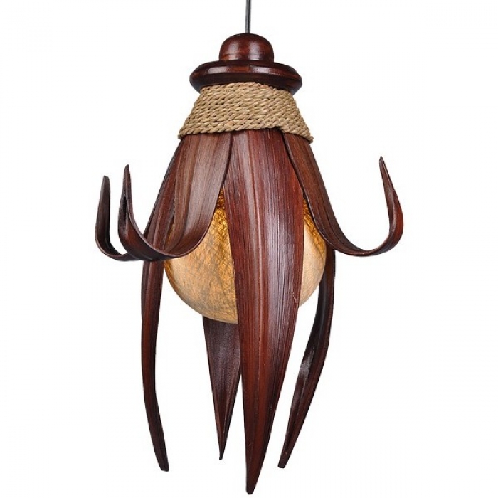 LOTUS (3) Deckenlampe Pendelleuchte Bali Lampe handgefertigt Ø 28 cm Cocosbaum Blätter