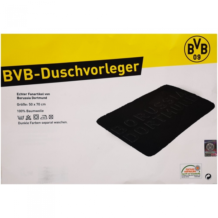 Preview: BVB Borussia Dortmund Duschvorleger / Handtuch 50x70 cm schwarz