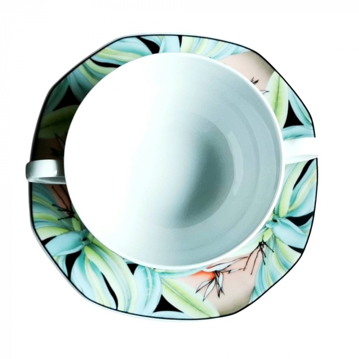 ESCHENBACH Suppentasse mit Unterteller Florida Dekor Porzellan