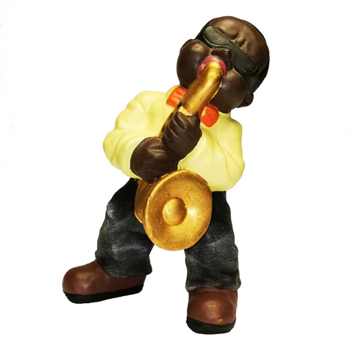 Jazz Musiker SCHWARZER mit Saxophon Deko Figur Keramik