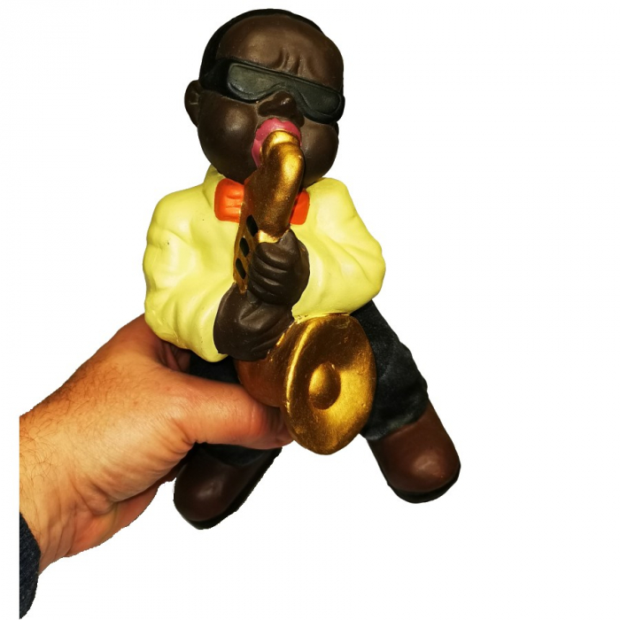 Jazz Musiker SCHWARZER mit Saxophon Deko Figur Keramik