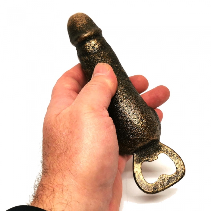 Außergewöhnlicher Flaschenöffner PHALLUS PENIS 18 cm Gusseisen Bronze Look