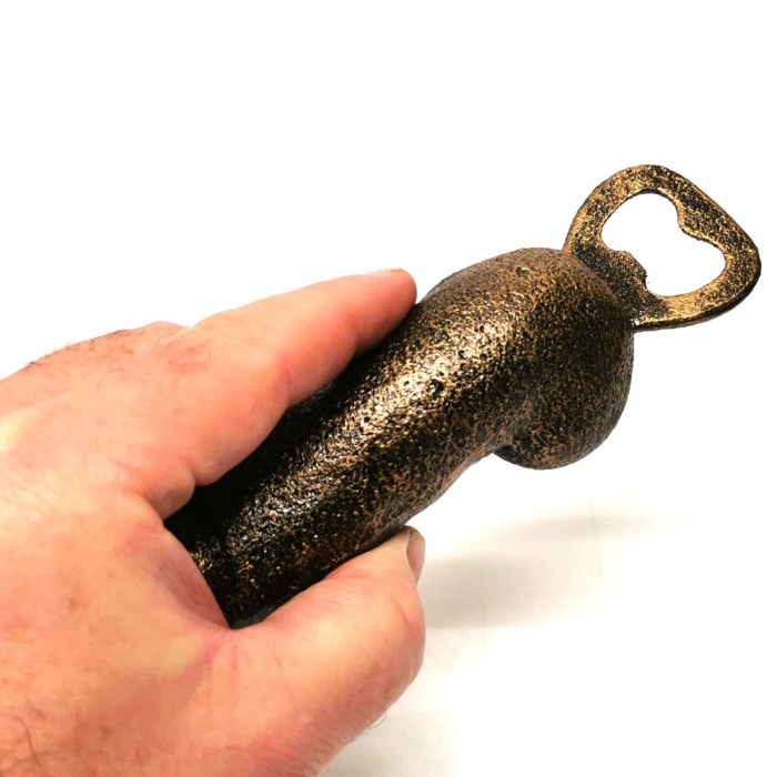 Außergewöhnlicher Flaschenöffner PHALLUS PENIS 18 cm Gusseisen Bronze Look