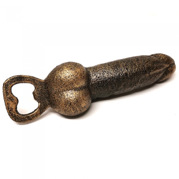 Außergewöhnlicher Flaschenöffner PHALLUS PENIS 18 cm Gusseisen Bronze Look
