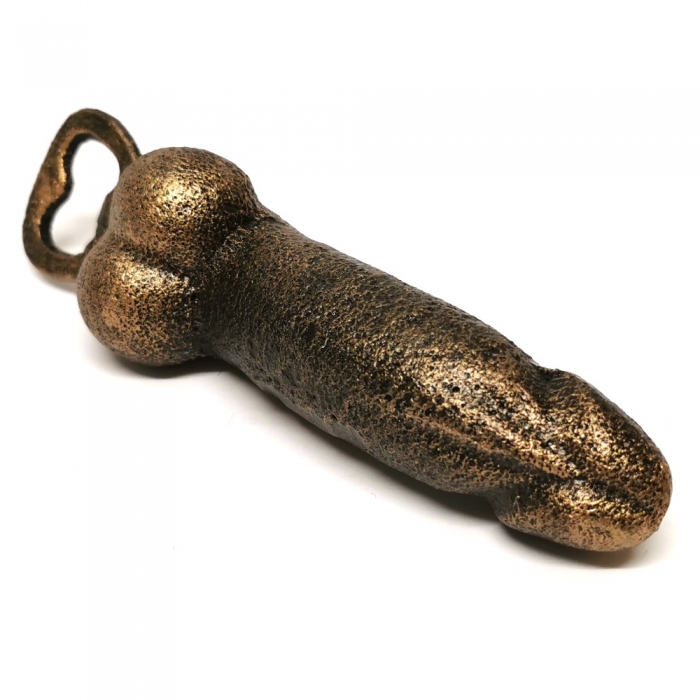 Außergewöhnlicher Flaschenöffner PHALLUS PENIS 18 cm Gusseisen Bronze Look