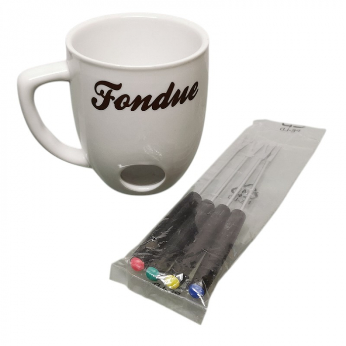 Mini Fondue Set Tasse mit Gabeln Schokoladenfondue