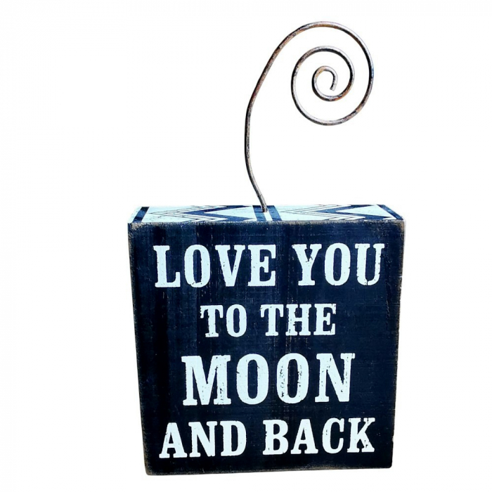 Notizzettelhalter / Fotohalter aus Holz "Love you to the moon and back"