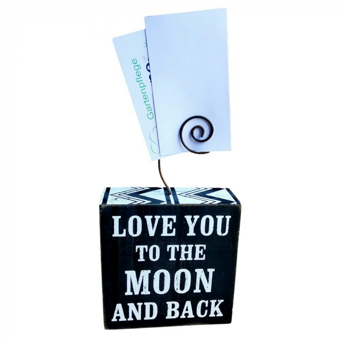 Notizzettelhalter / Fotohalter aus Holz "Love you to the moon and back"