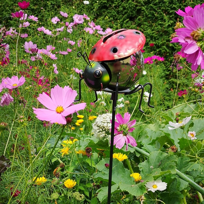 Gartenstecker Marienkäfer, 91,4 Cm Hoch – Metall-Deko Für Beet, Topf Oder Rasen