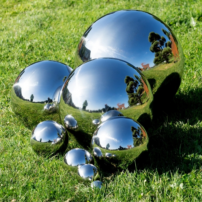 Edelstahl SILBER GLANZ KUGEL Gartenkugel Dekokugel Ø 8 cm