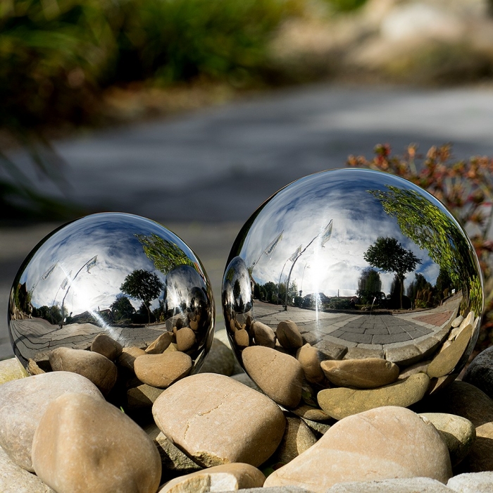 Edelstahl SILBER GLANZ KUGEL Gartenkugel Dekokugel Ø 6 cm