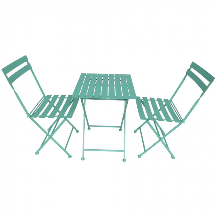Gartenmöbel Set IBIZA klappbar GRÜN Eisen 2x Stuhl 1x Tisch
