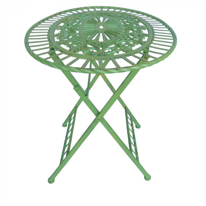 Gartenmöbel Set TOSCANA Antik Look GRÜN Eisen 2x Stuhl 1x Tisch