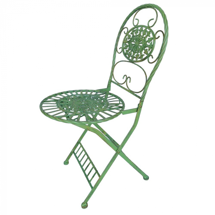 Preview: Gartenmöbel Set TOSCANA Antik Look GRÜN Eisen 2x Stuhl 1x Tisch