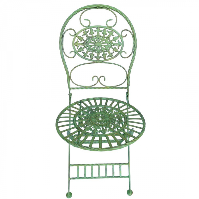 Preview: Gartenmöbel Set TOSCANA Antik Look GRÜN Eisen 2x Stuhl 1x Tisch