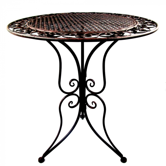 Preview: Gartenmöbel Set PALMA Antik Look BRAUN Eisen 2x Stuhl 1x Tisch