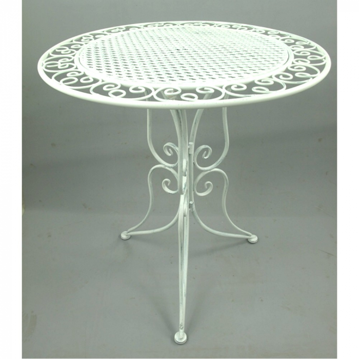 Preview: Gartenmöbel Set PALMA Antik Look WEISS Eisen 2x Stuhl 1x Tisch